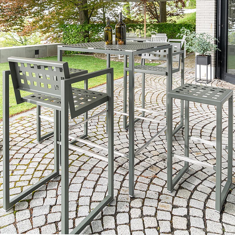 Bartisch für Draußen quadratisch für Terrasse/Garten aus Edelstahl – BENKERT MODERN LIVING